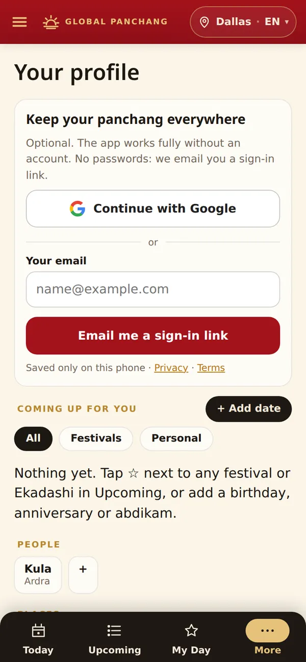 Your profile and sync (optional)