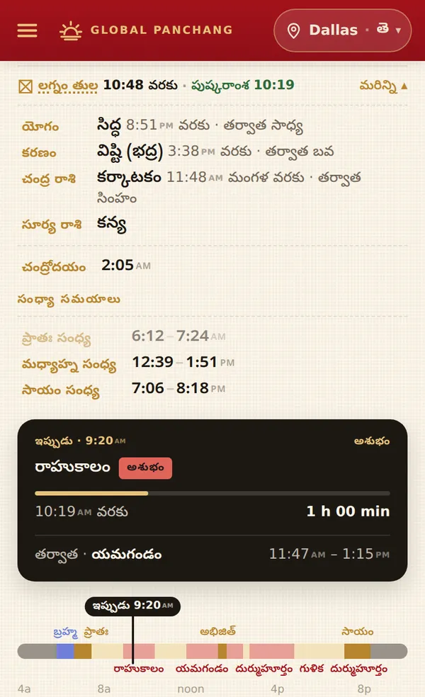 మరిన్ని పంచాంగ వివరాలు